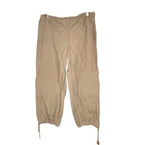 The Limited Vintage Pull On Tan Capri Pants Cotton 8 Drawstring‎ Rip Cord Hem